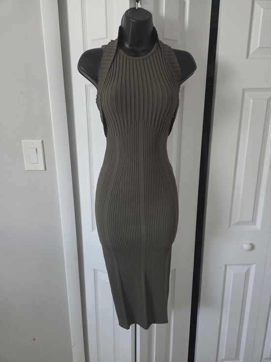 express olive green dress | Dresses | Express Ribbed Halter Midi olive green dress